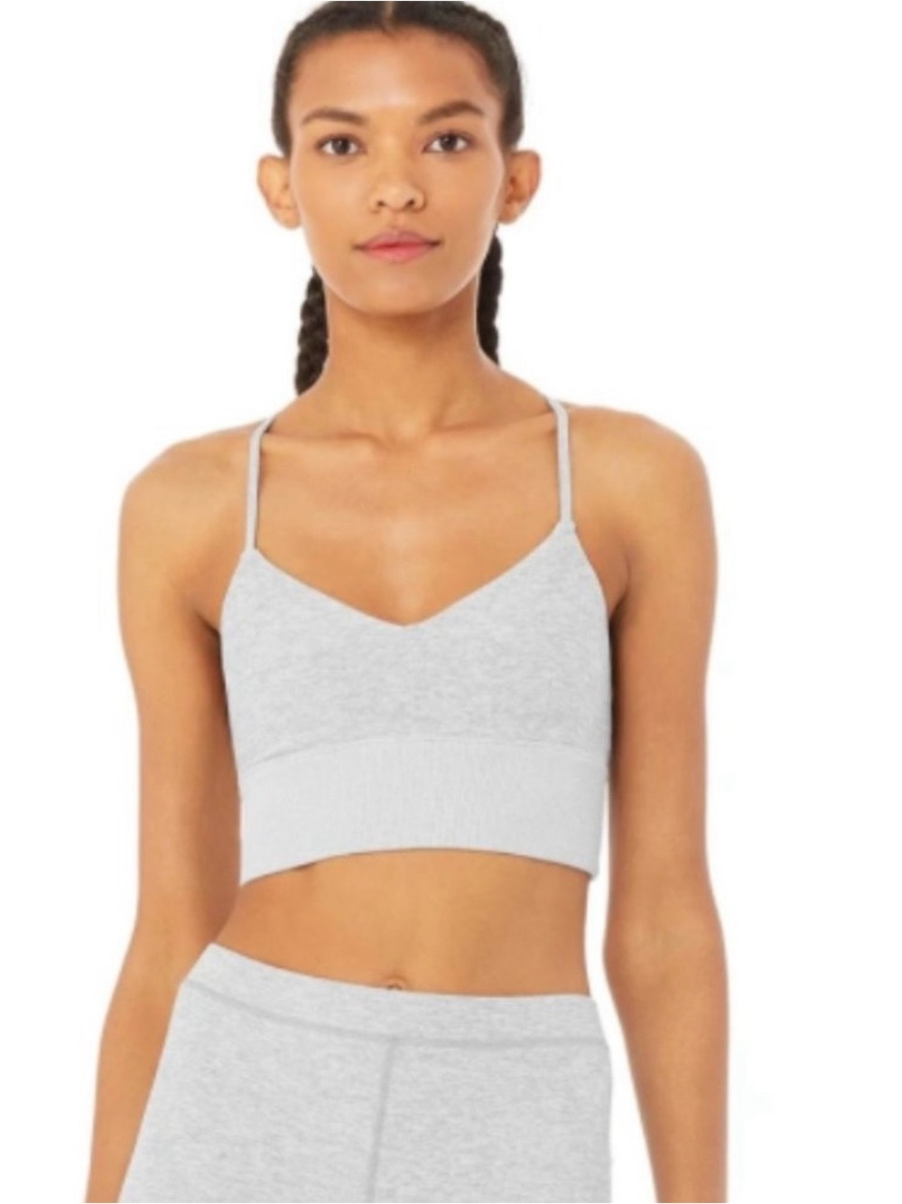 Alo Yoga AloSoft Lavish Bra in Heathered Grey Size Small Activewear Sports Bra